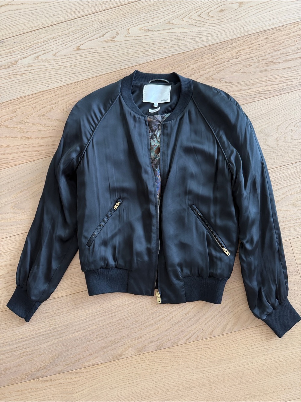 Wilfred Black Satin Bomber Jacket